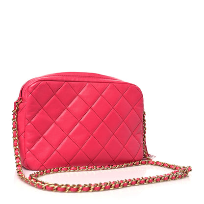 Chanel Lambskin Quilted Chain & Tassel Small Camera Case Fuchsia 3 of 10