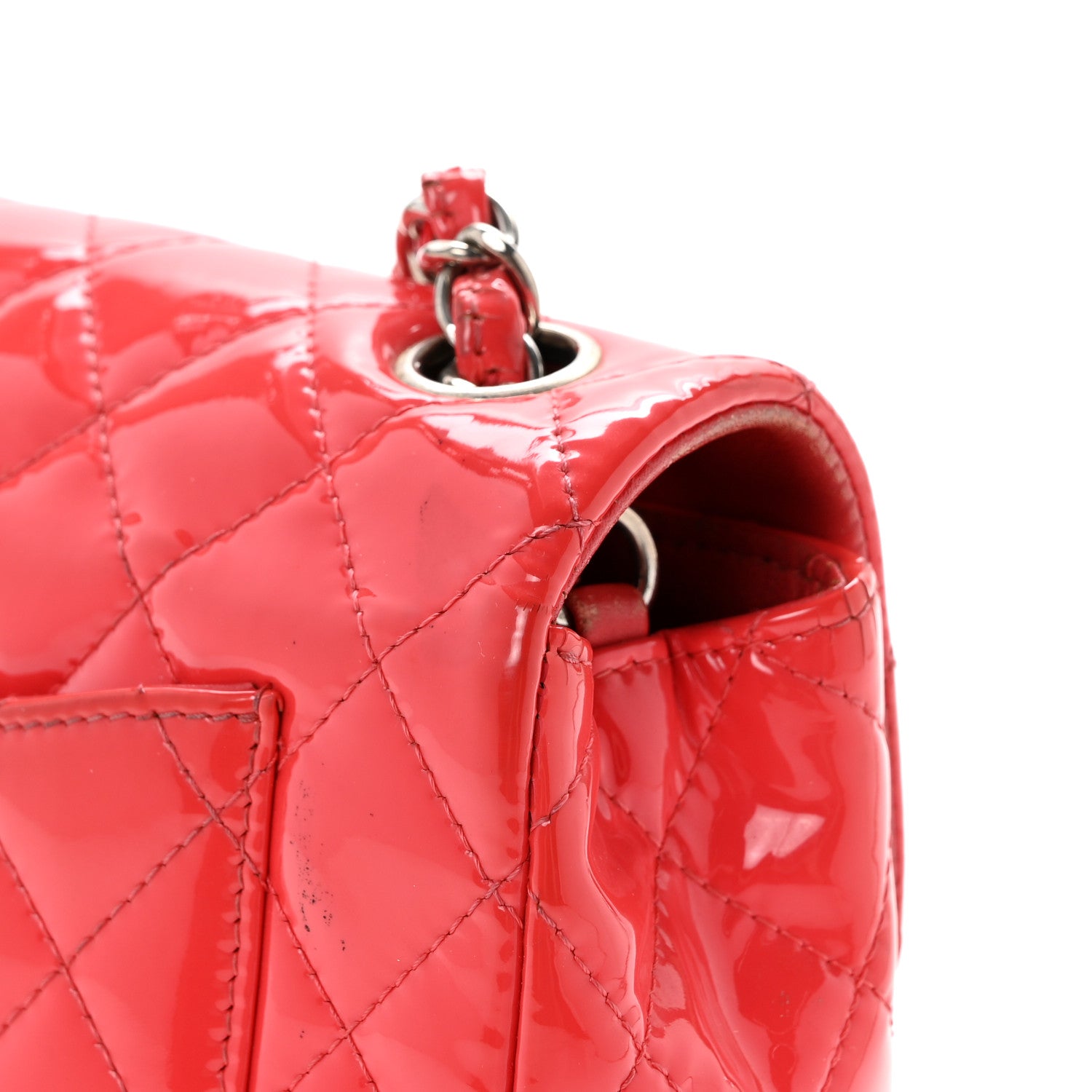 Chanel Patent Calfskin Quilted Mini Rectangular Flap Coral 13 of 13