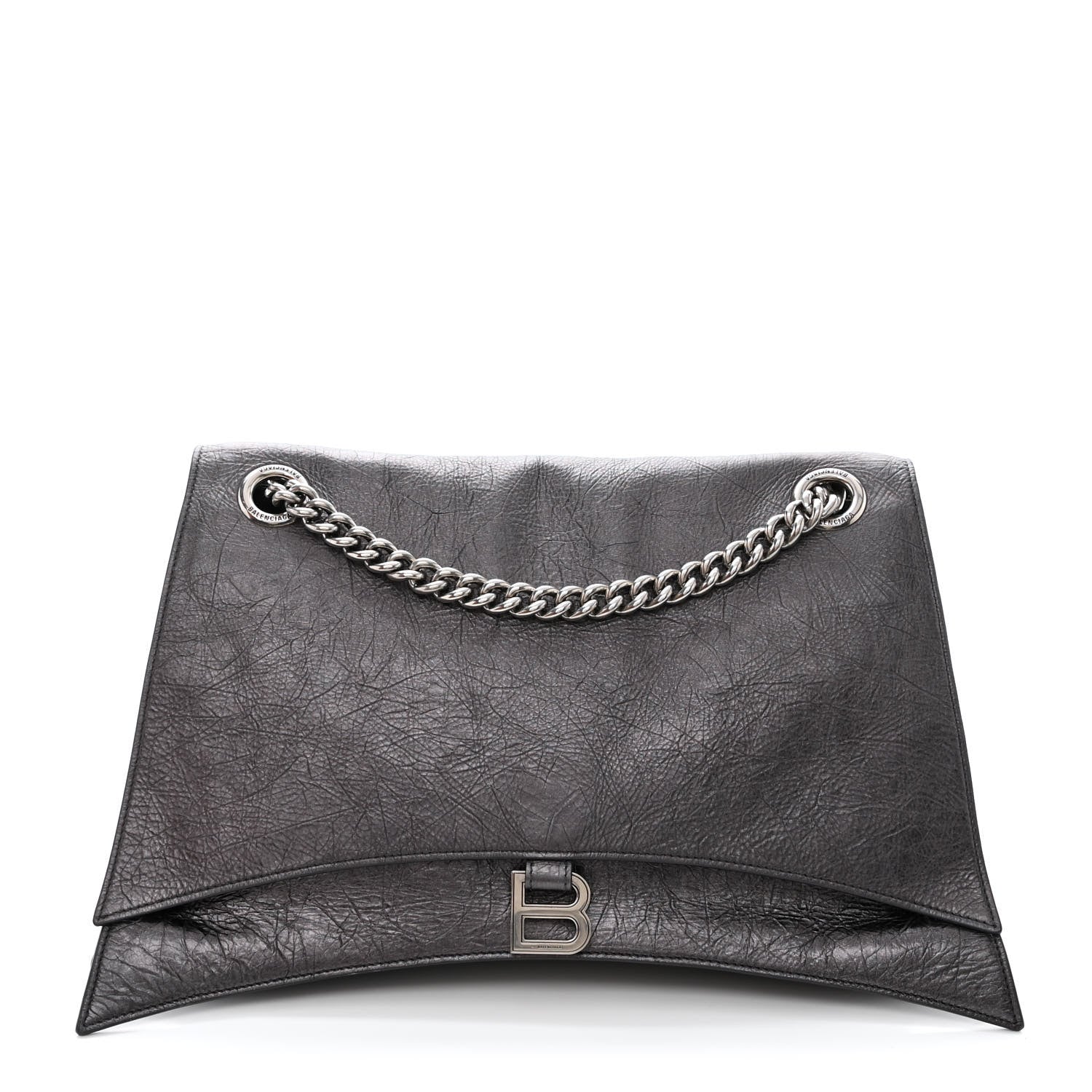 Balenciaga Metallic Crushed Calfskin Large Crush Chain Bag Steel Grey 1 of 14