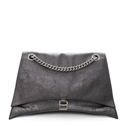 Balenciaga Metallic Crushed Calfskin Large Crush Chain Bag Steel Grey 1 of 14