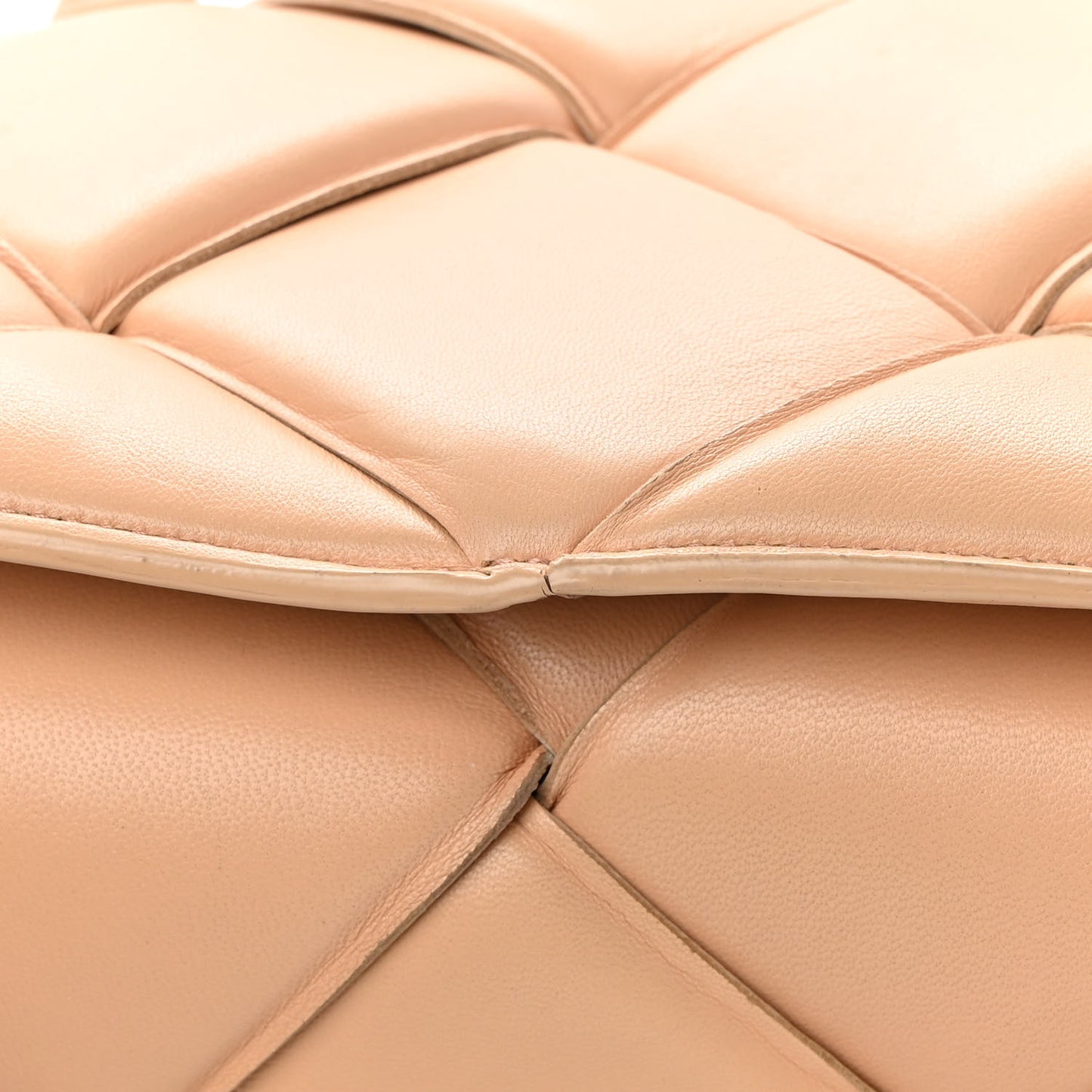 Nappa Intreccio Padded Top Handle Shoulder Bag Almond