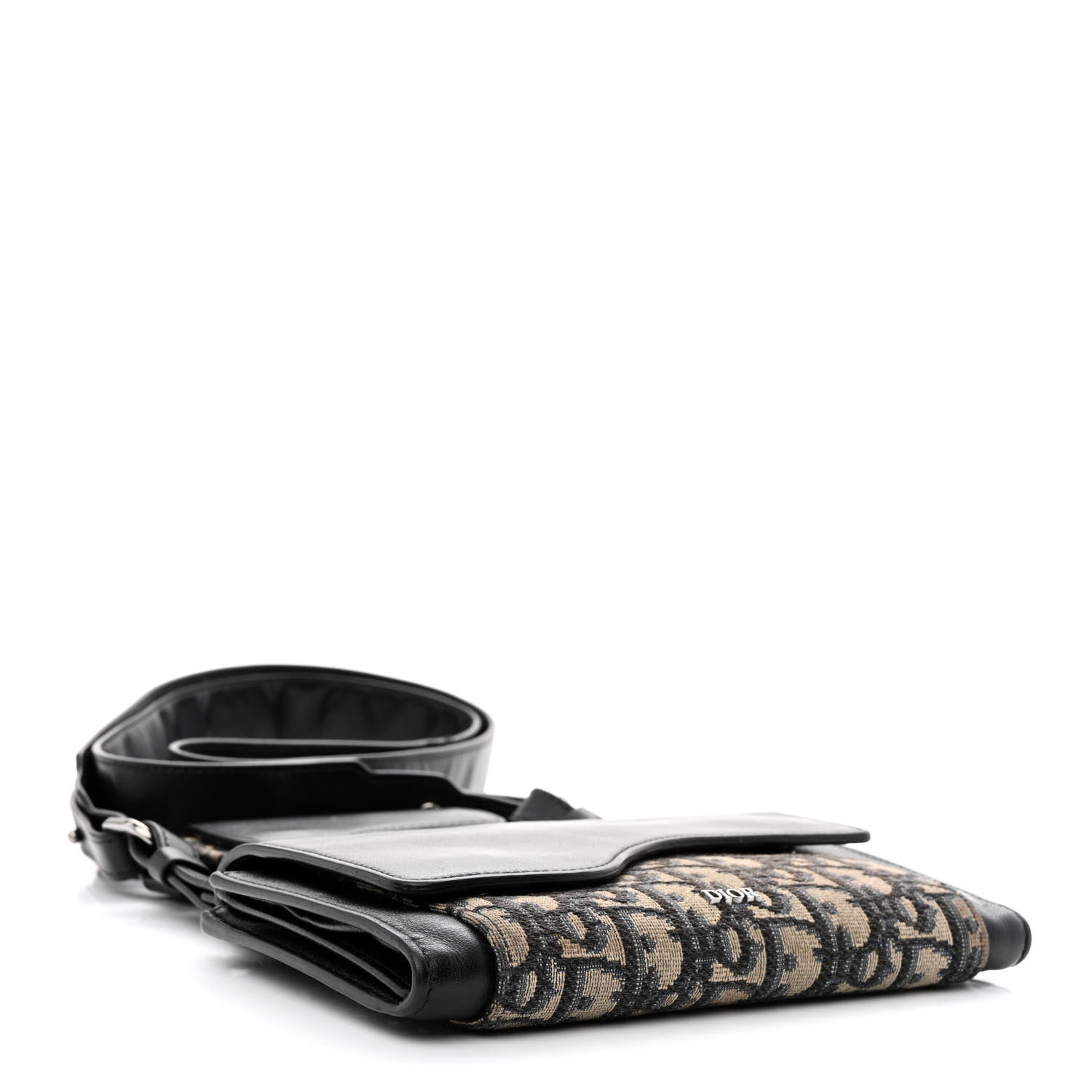 Christian Dior Oblique Smooth Calfskin Elite Shoulder Pouch Beige Black 4 of 12