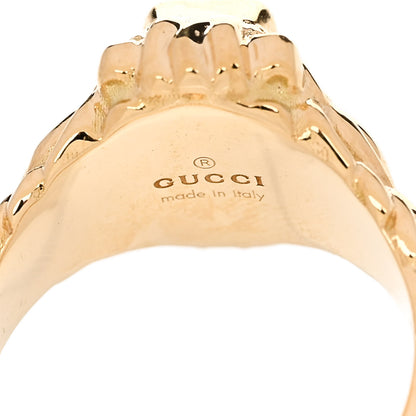 Gucci 18K Yellow Gold Diamond Chrome Diopside Lion Head Ring 49 4.75 5 of 7
