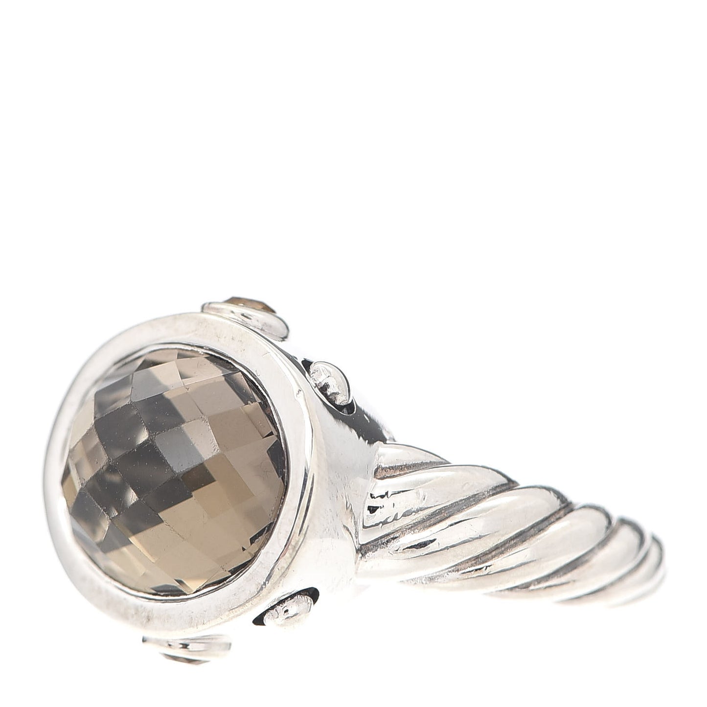 Sterling Silver Smoky Quartz Citrine 11mm Renaissance Ring 49 4.75