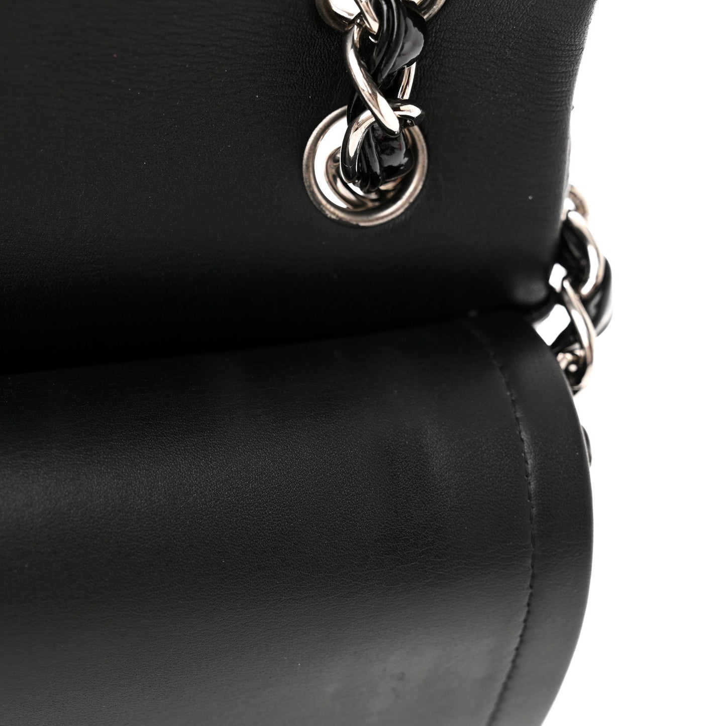 Patent Quilted Jumbo Double Flap Black