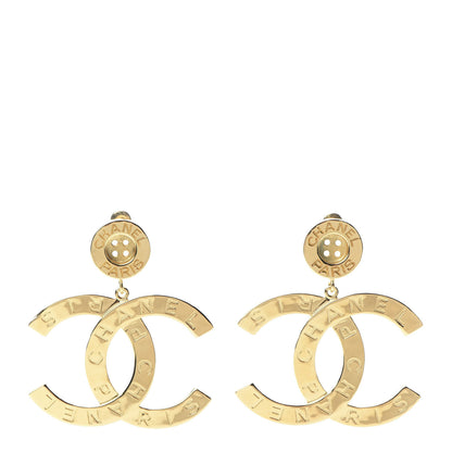 Chanel Metal Large Paris Button Earrings Gold 1 of 4