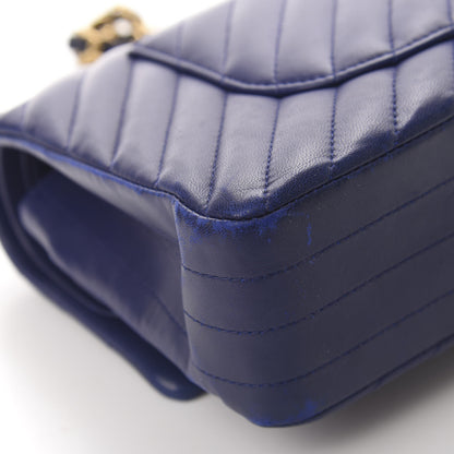 Chanel Lambskin Chevron Quilted Medium Double Flap Blue 13 of 15