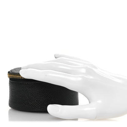 Chanel Caviar Round Jewelry Travel Case Black 2 of 8