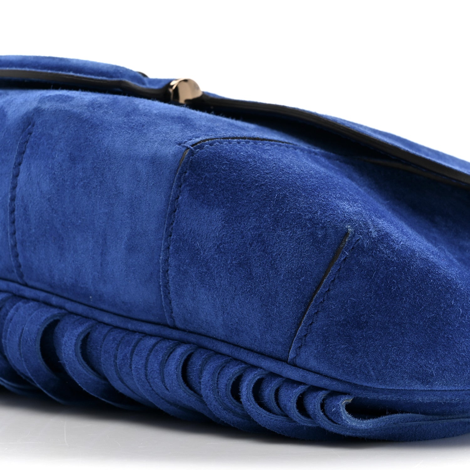 Gucci Suede Medium Nouveau Fringe Shoulder Bag Blue 8 of 12