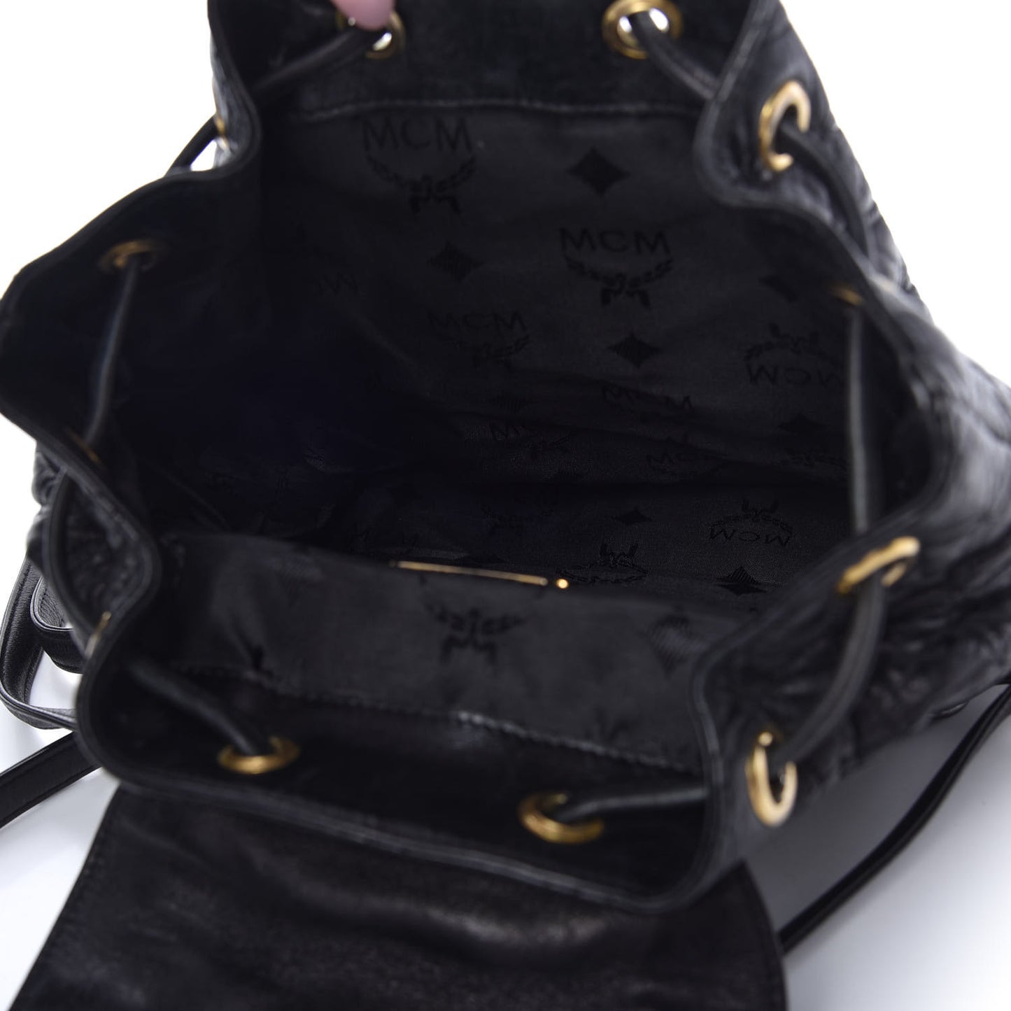 Calfskin Quilted Studded Backpack Black