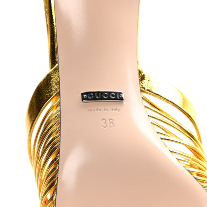 Gucci Metallic Nappa Crawford Knotted Mid Heel Slides 38 Gold 8 of 14