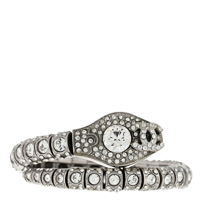 Chanel Crystal Serpent Snake Coil Bracelet Silver 1 of 3