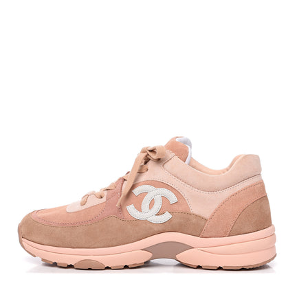 Chanel Nylon Lambskin Suede Calfskin CC Sneakers 39 Pink 1 of 9