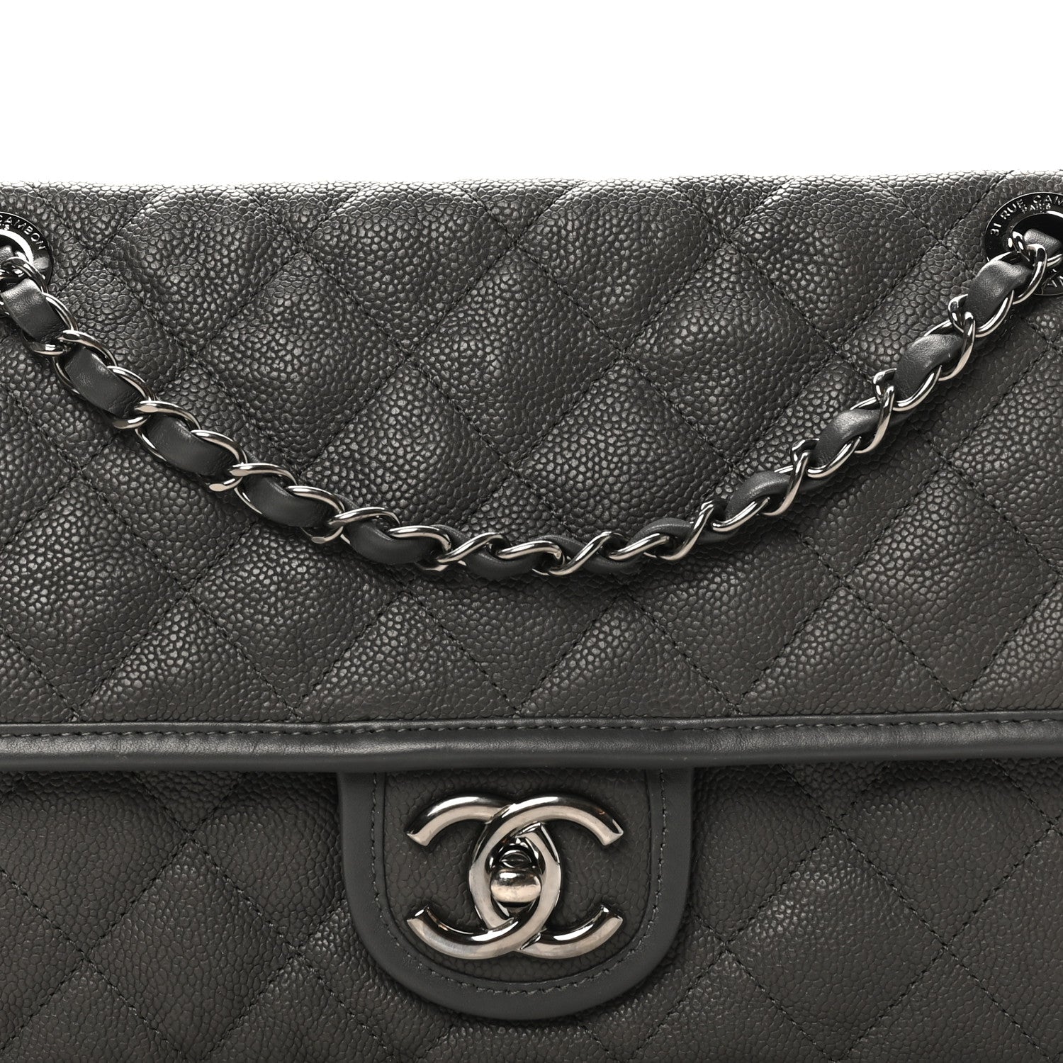 Chanel Caviar Quilted Medium French Riviera Flap Grey 8 of 10