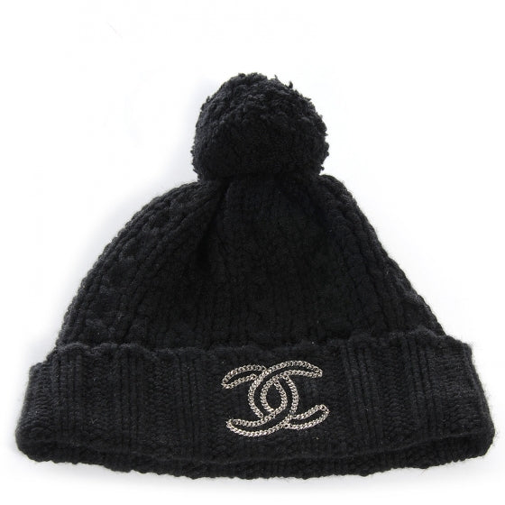 Cashmere Chain CC Beanie Hat Black