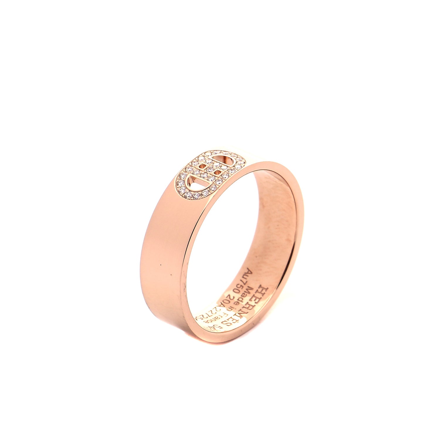 18K Rose Gold Diamond PM H D'Ancre Ring 54 6.75