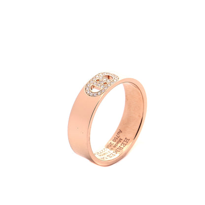 Hermes 18K Rose Gold Diamond PM H D'Ancre Ring 54 6.75 6 of 6