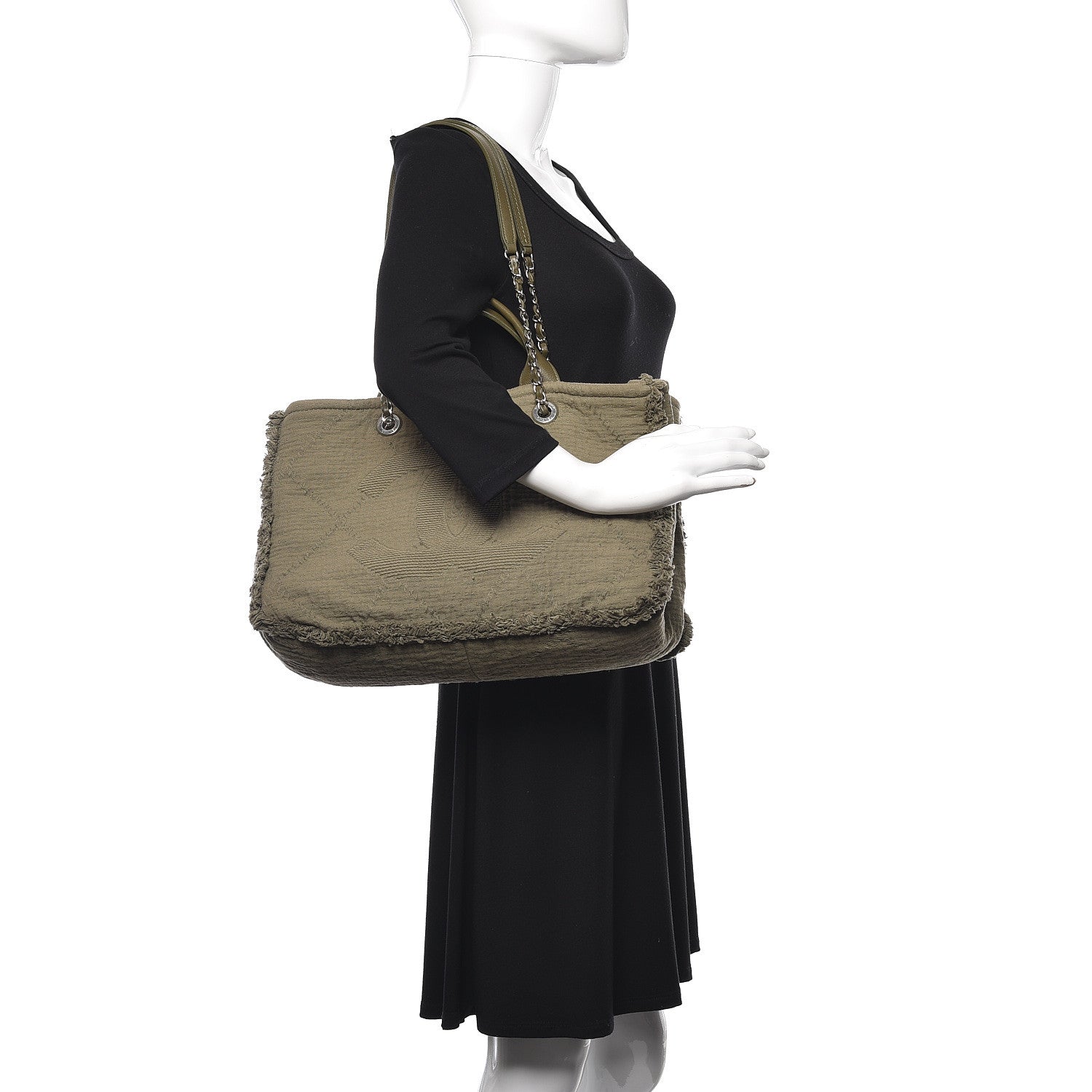 Chanel Canvas Large Double Face Shopping Tote Green 3 of 13