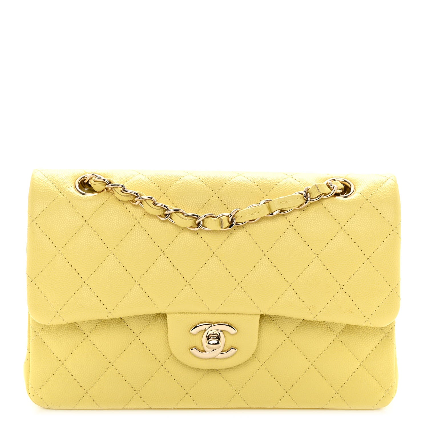 Chanel Caviar Quilted Medium Double Flap Light Yellow 1 of 9