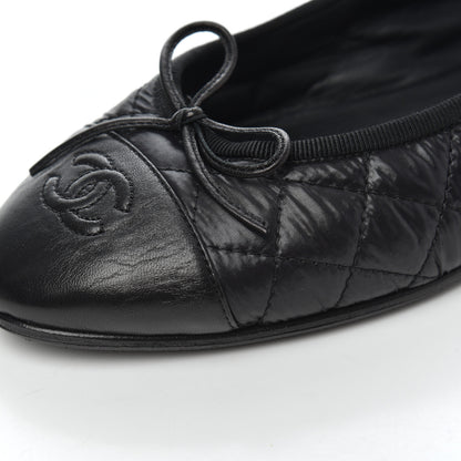 Chanel Nylon Quilted Cap Toe Ballerina Flats 41 Black 15 of 21