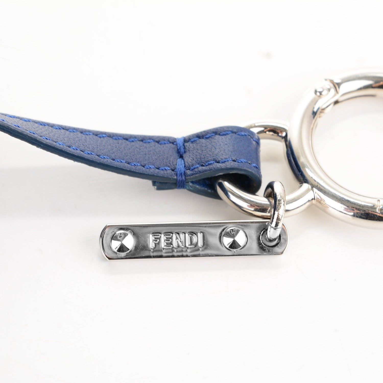 Fendi Fox Fur Shiny Nappa Bi-Color K ABCharm Bag Charm Blue Curry 4 of 4