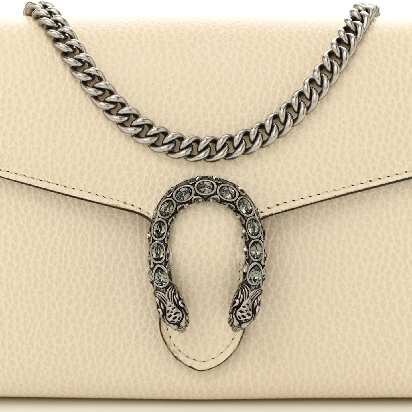 Dollar Calfskin Mini Dionysus Chain Wallet Mystic White