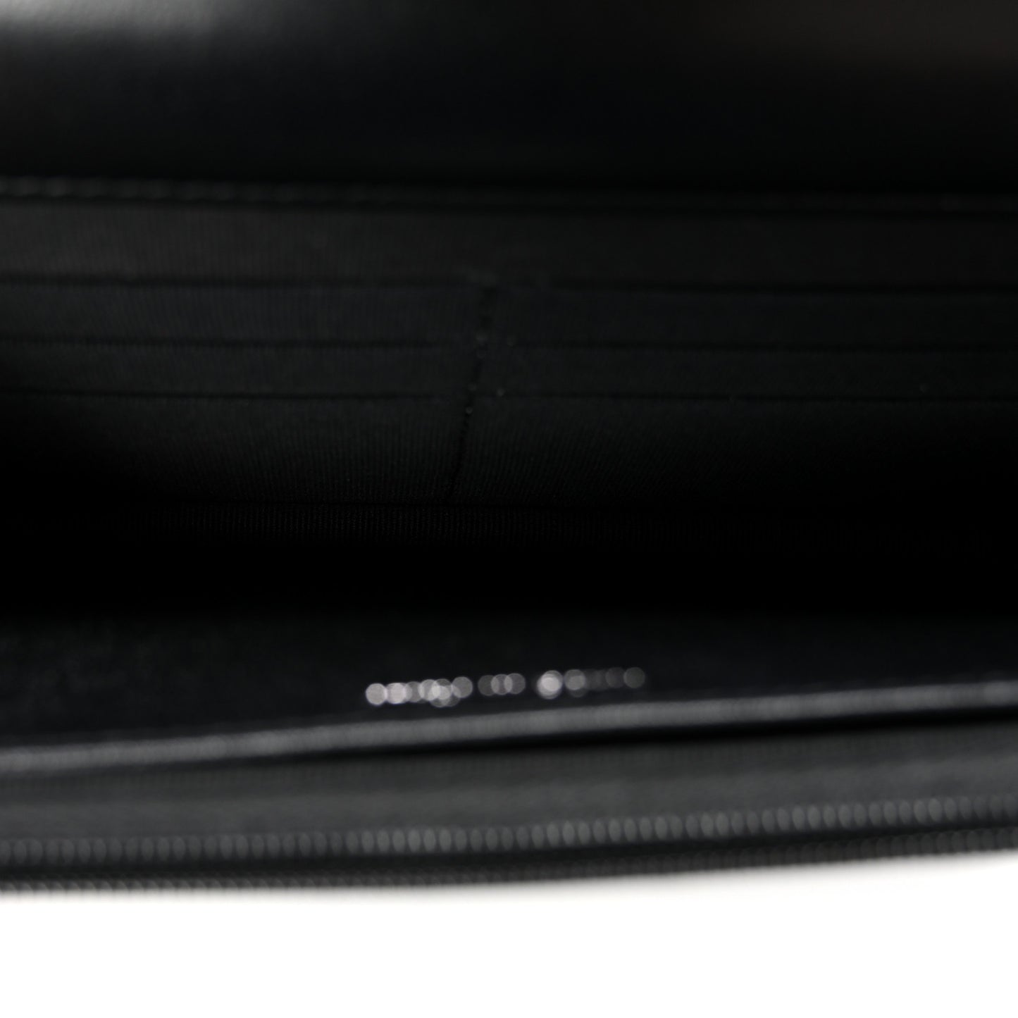 Lambskin Quilted Enamel CC Wallet on Chain WOC Black