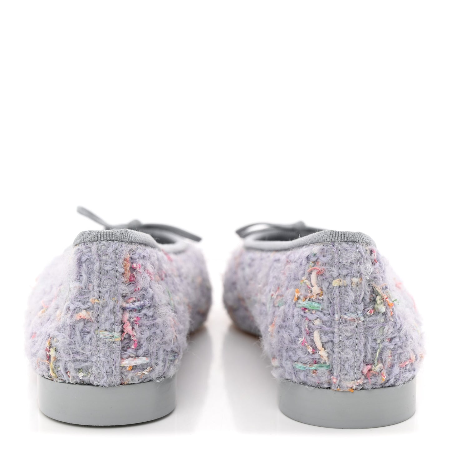Tweed Lambskin Cap Toe Ballerina Flats 37 Lilac Multicolor