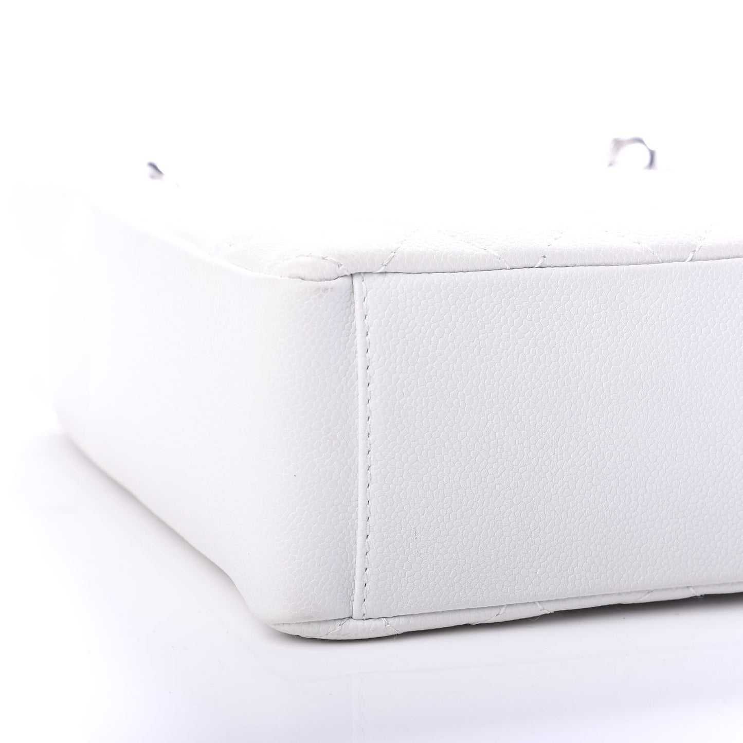 Caviar Quilted Petit Shopping Tote PST White