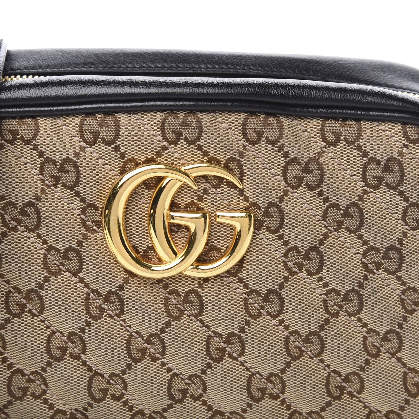 Monogram Matelasse Diagonal Small GG Marmont Chain Shoulder Bag Beige Black