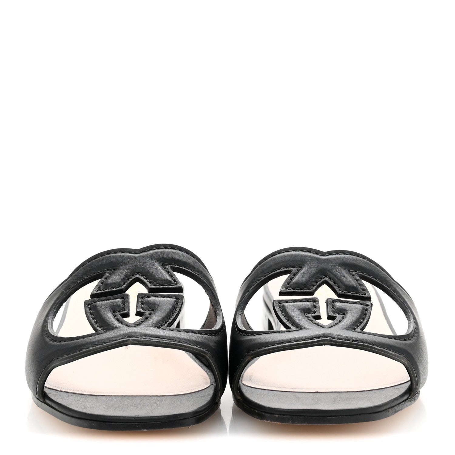 Gucci Cosmos Softy Calfskin Interlocking G Cut Out Slide Sandals 36.5 Black 3 of 10
