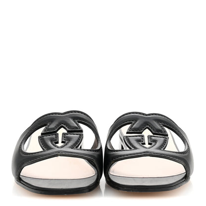 Gucci Cosmos Softy Calfskin Interlocking G Cut Out Slide Sandals 36.5 Black 3 of 10