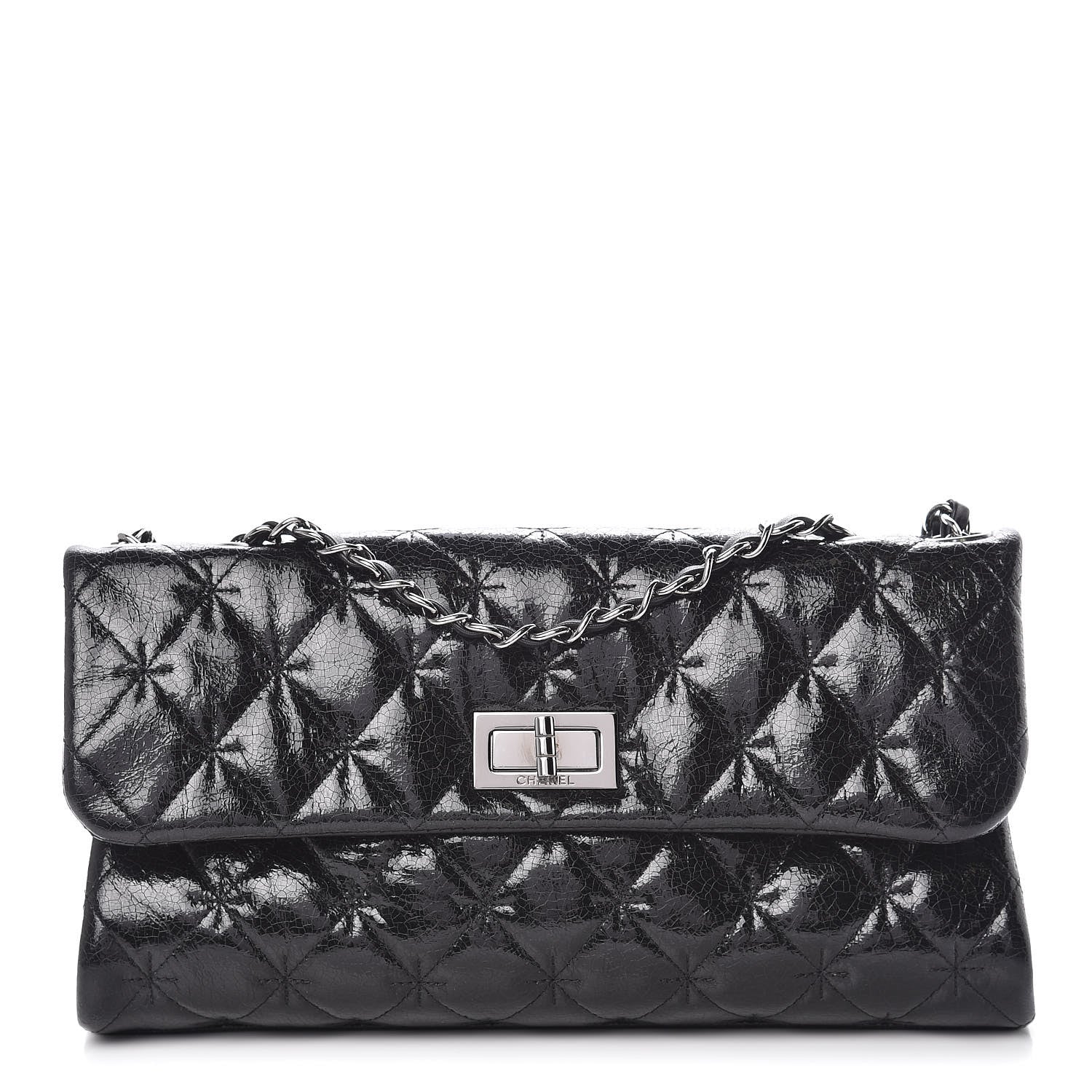 Chanel Glazed Crackled Calfskin Quilted Mademoiselle Flap Black 1 of 13