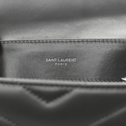 Saint Laurent Calfskin Y Quilted Monogram Small Loulou Chain Satchel Storm 6 of 11