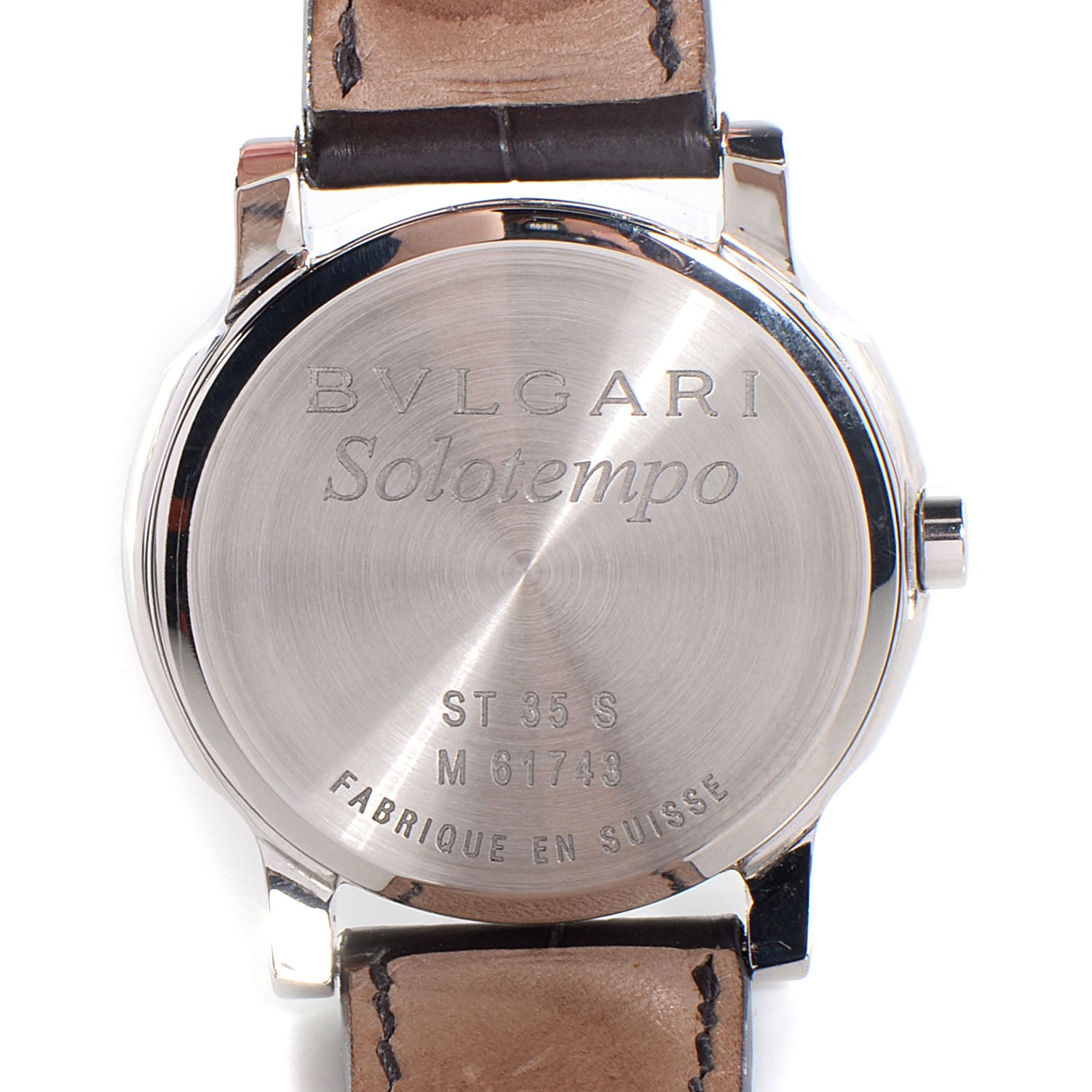 Bulgari Stainless Steel Alligator 35mm Solotempo Quartz Watch Black 5 of 8
