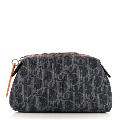 Christian Dior Denim Monogram Flight Trotter Cosmetic Pouch Blue 1 of 10