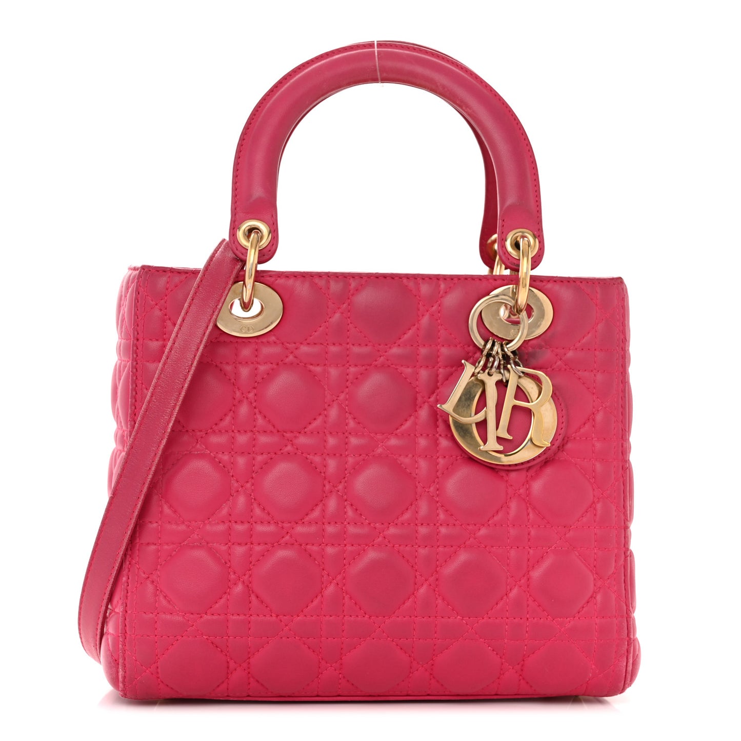 Lambskin Cannage Medium Lady Dior Fuchsia