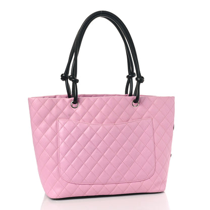 Chanel Calfskin Quilted Large Cambon Tote Pink Black 3 of 9