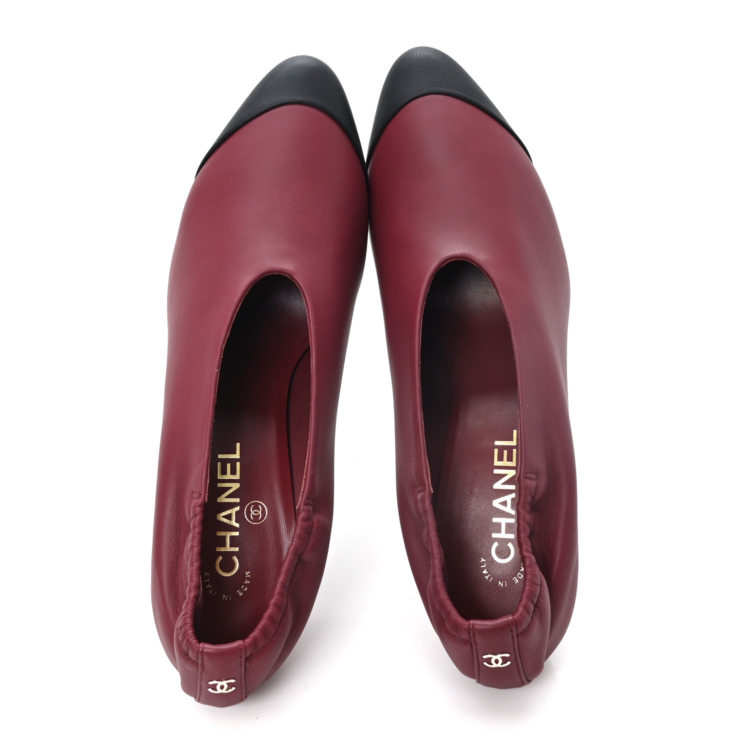 Chanel Lambskin Pumps  40 Burgundy Black 2 of 10