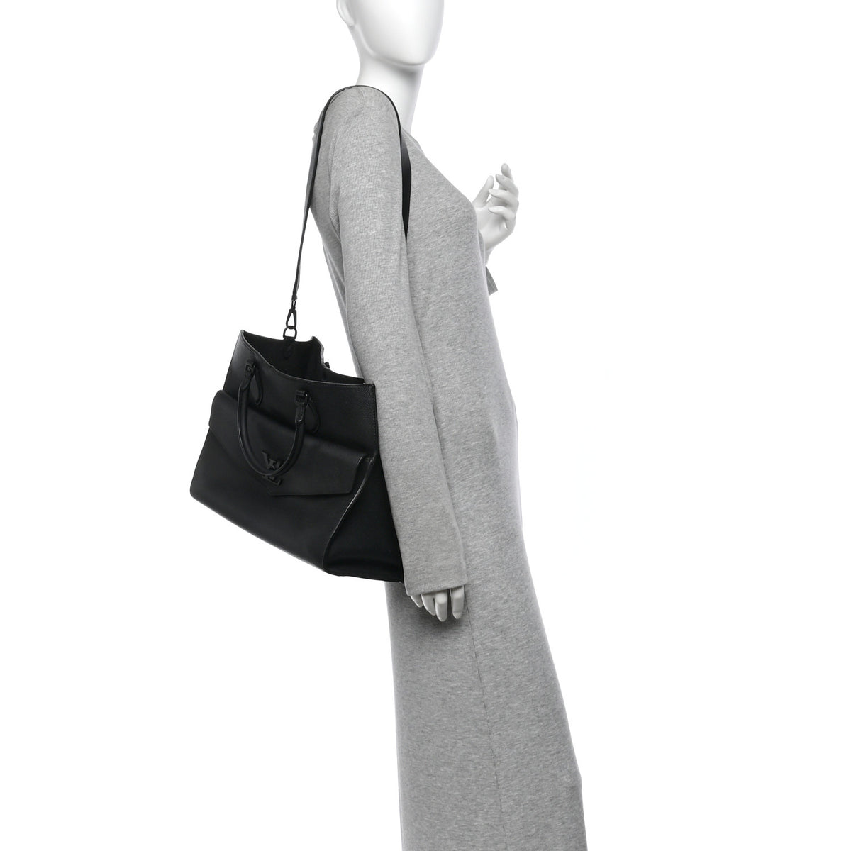 Louis Vuitton Soft Calfskin Lockme Tote MM Black 2 of 17