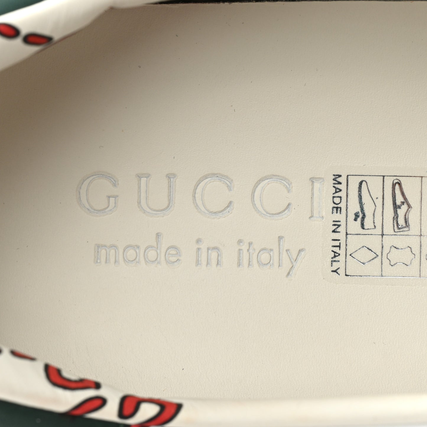 Calfskin GucciGhost Print Mens Ace Sneakers 8 White Hibiscus Red