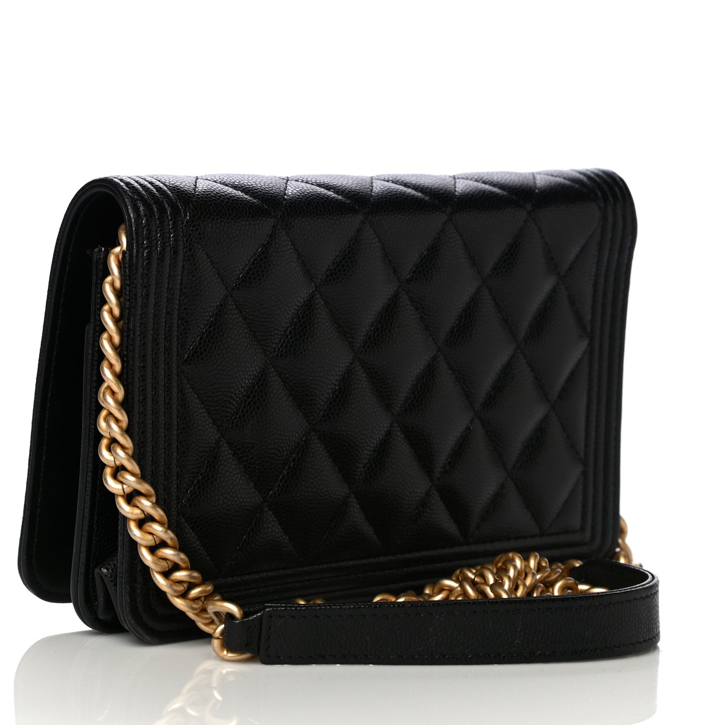 Caviar Quilted Boy Wallet On Chain WOC Black