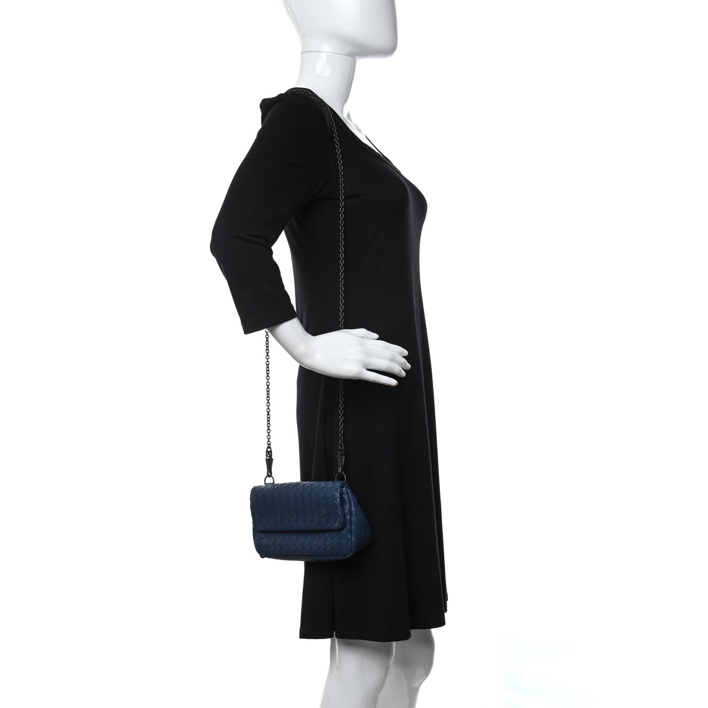 Nappa Intrecciato Small Chain Crossbody Denim