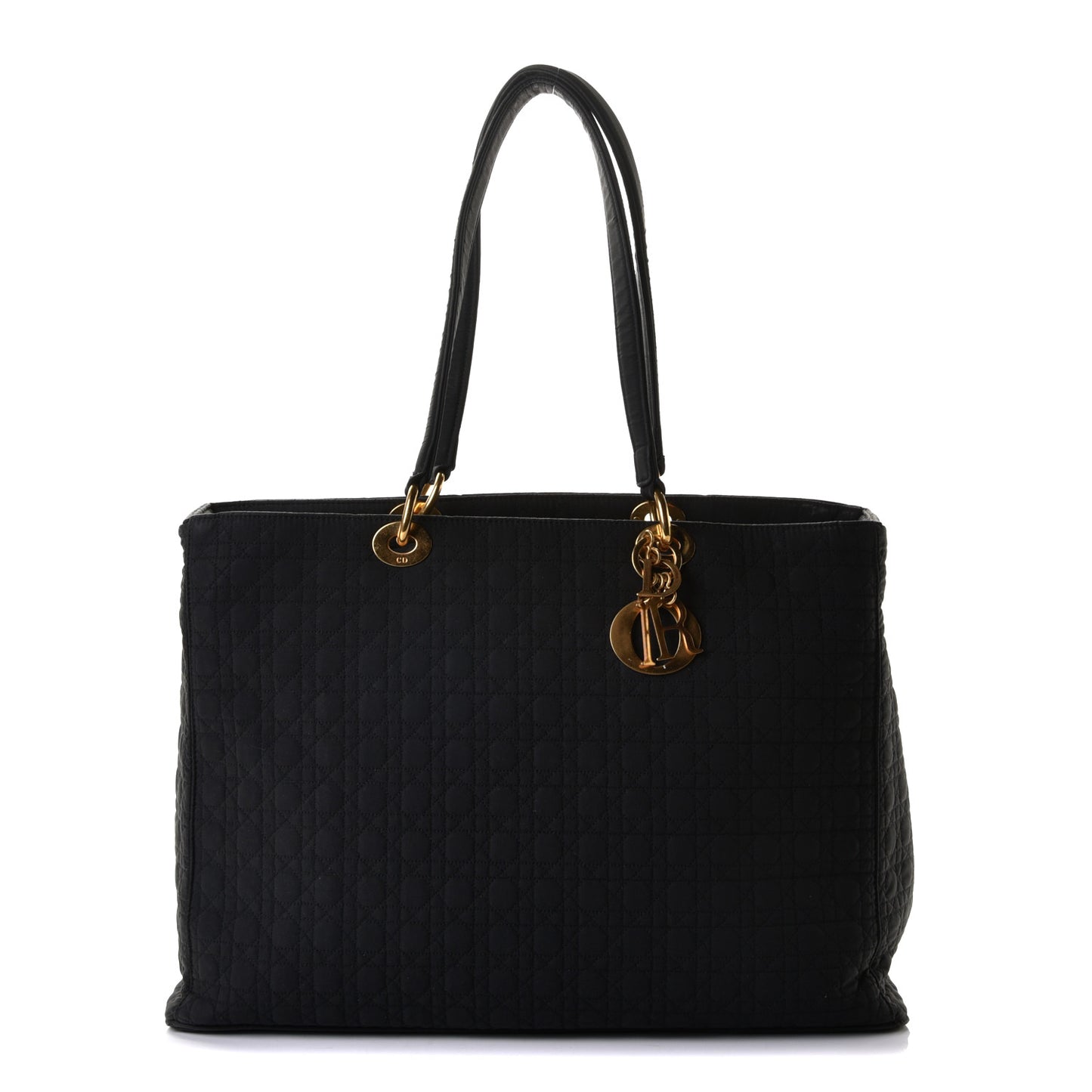 Nylon Cannage Large Lady Dior Tote Black
