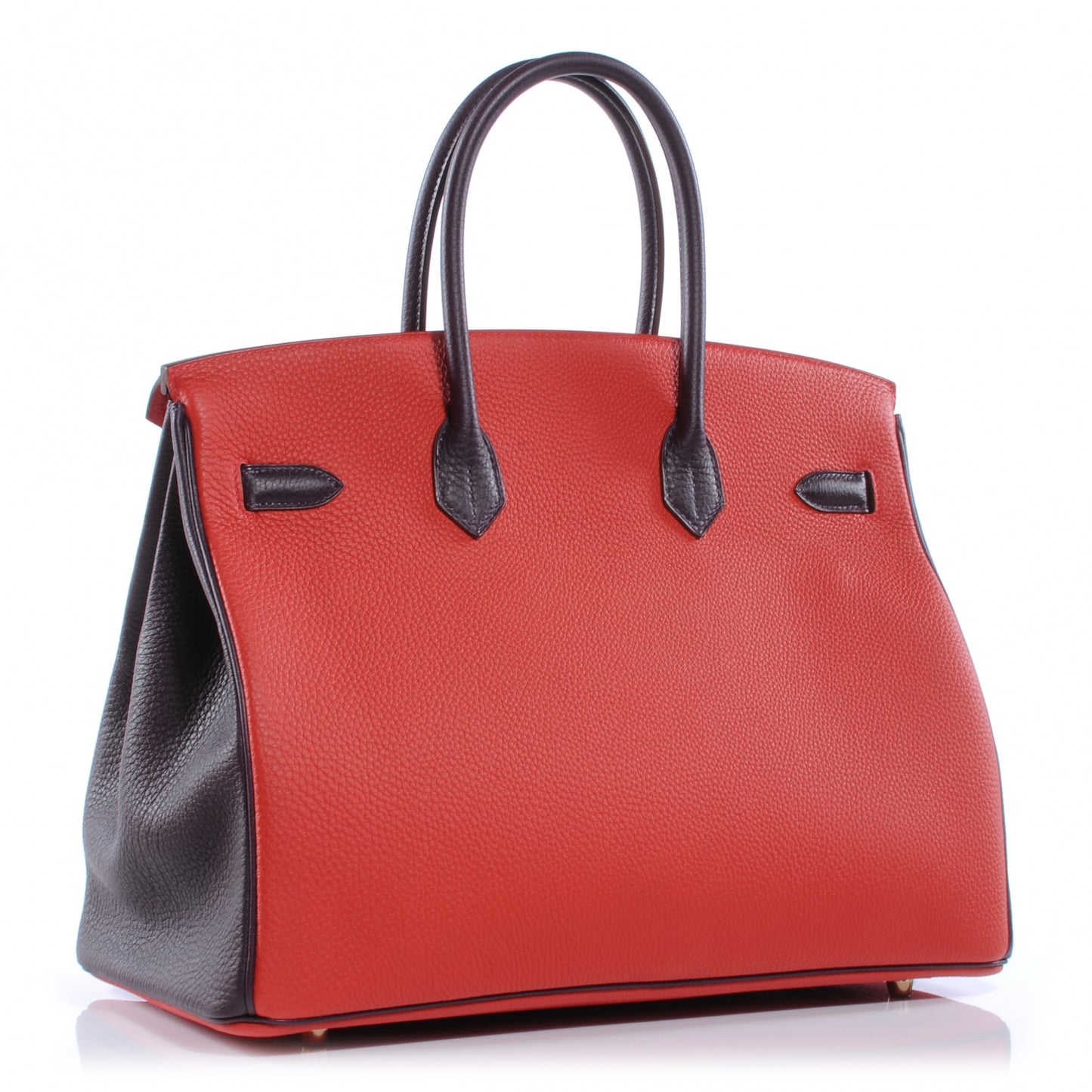 Togo Bi Color Horseshoe Birkin 35 Rouge Casaque and Raisin