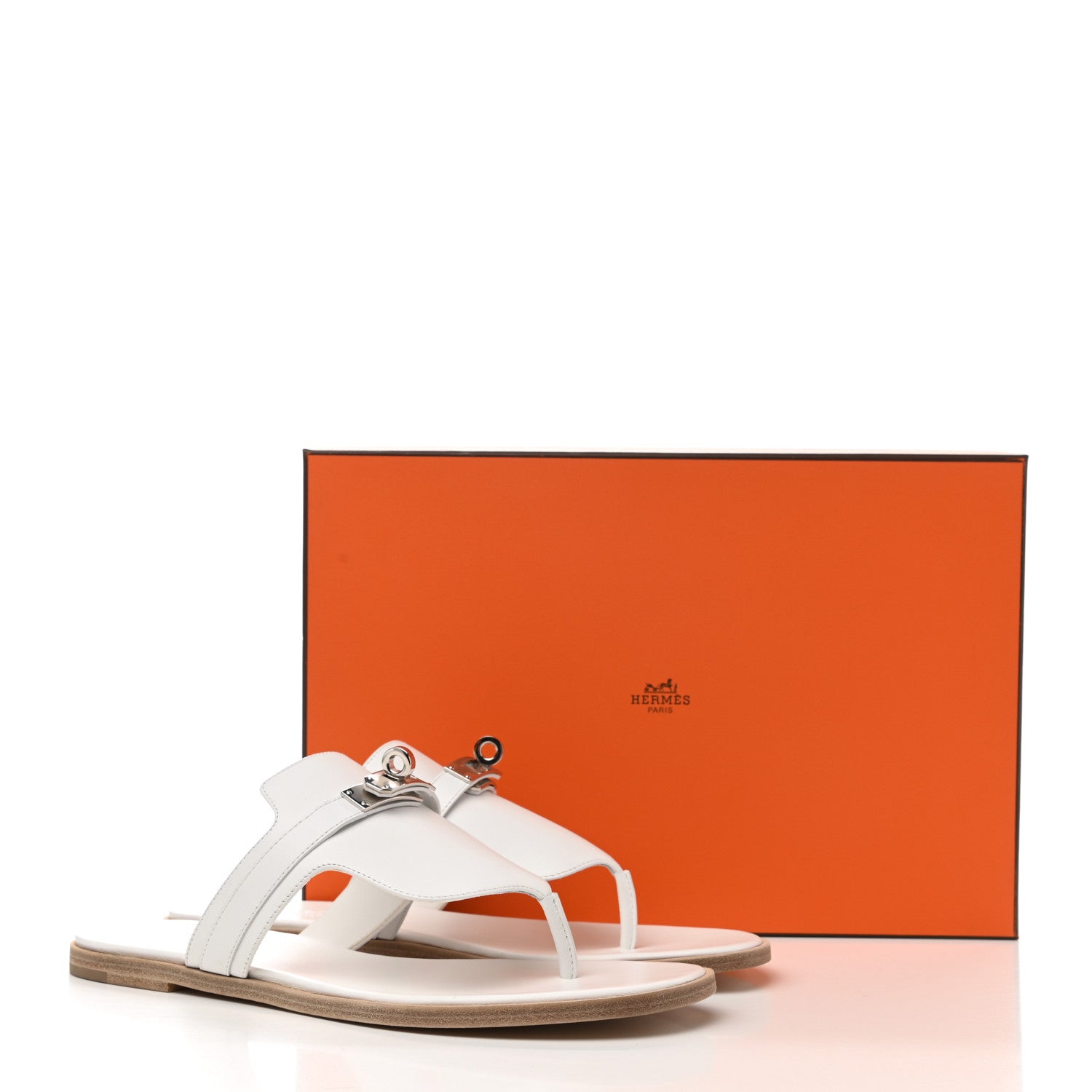 Hermes Calfskin Womens Elixir Sandals 38 White 8 of 8