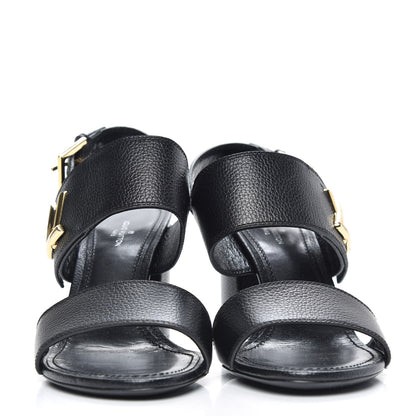 Louis Vuitton Grained Calfskin Horizon Sandals 37 Black 2 of 7