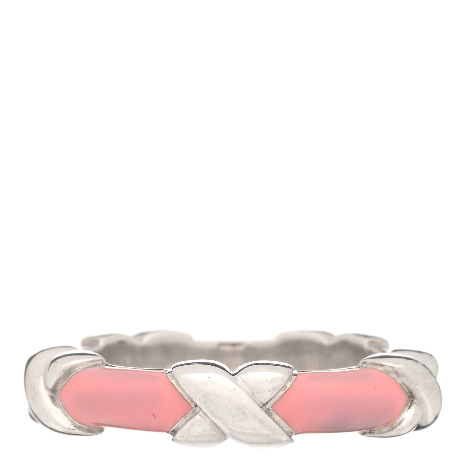 Tiffany Sterling Silver Enamel Signature X Ring Pink 52 6 1 of 4