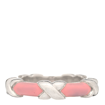 Tiffany Sterling Silver Enamel Signature X Ring Pink 52 6 1 of 4