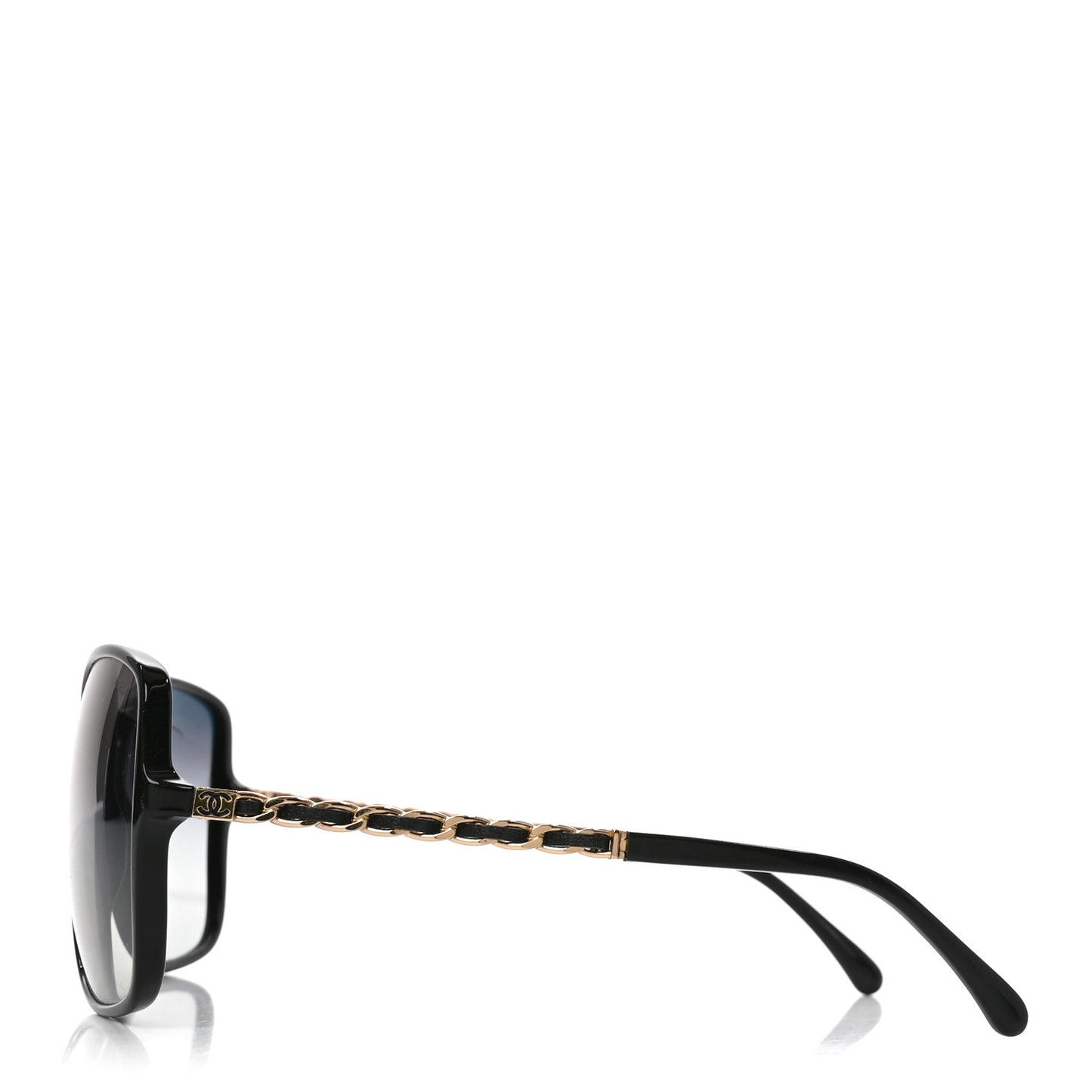 Lambskin Square Chain Sunglasses 5210-Q Black